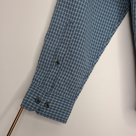 Columbia Shirt Long Sleeve Button-Down Collar Plaid Blue Size Medium - Picture 10 of 10